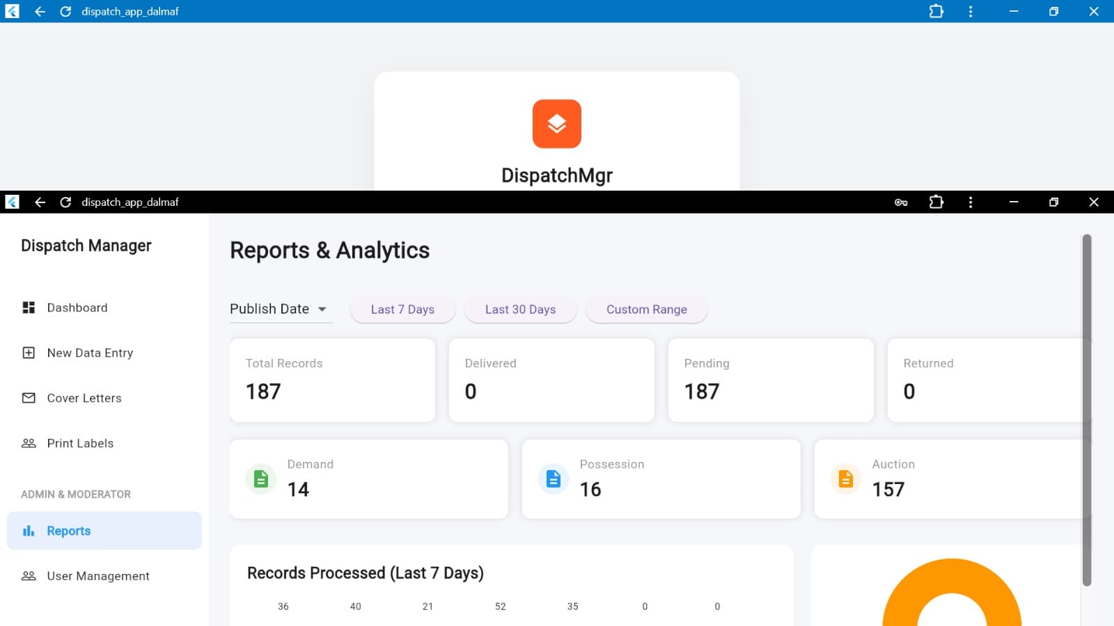 Dispatch Manager product interface