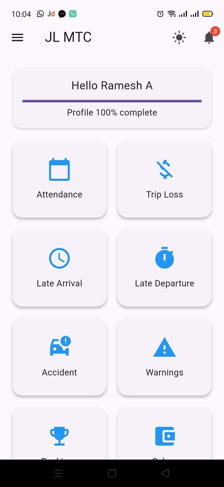 JL MTC Operations Management interface detail