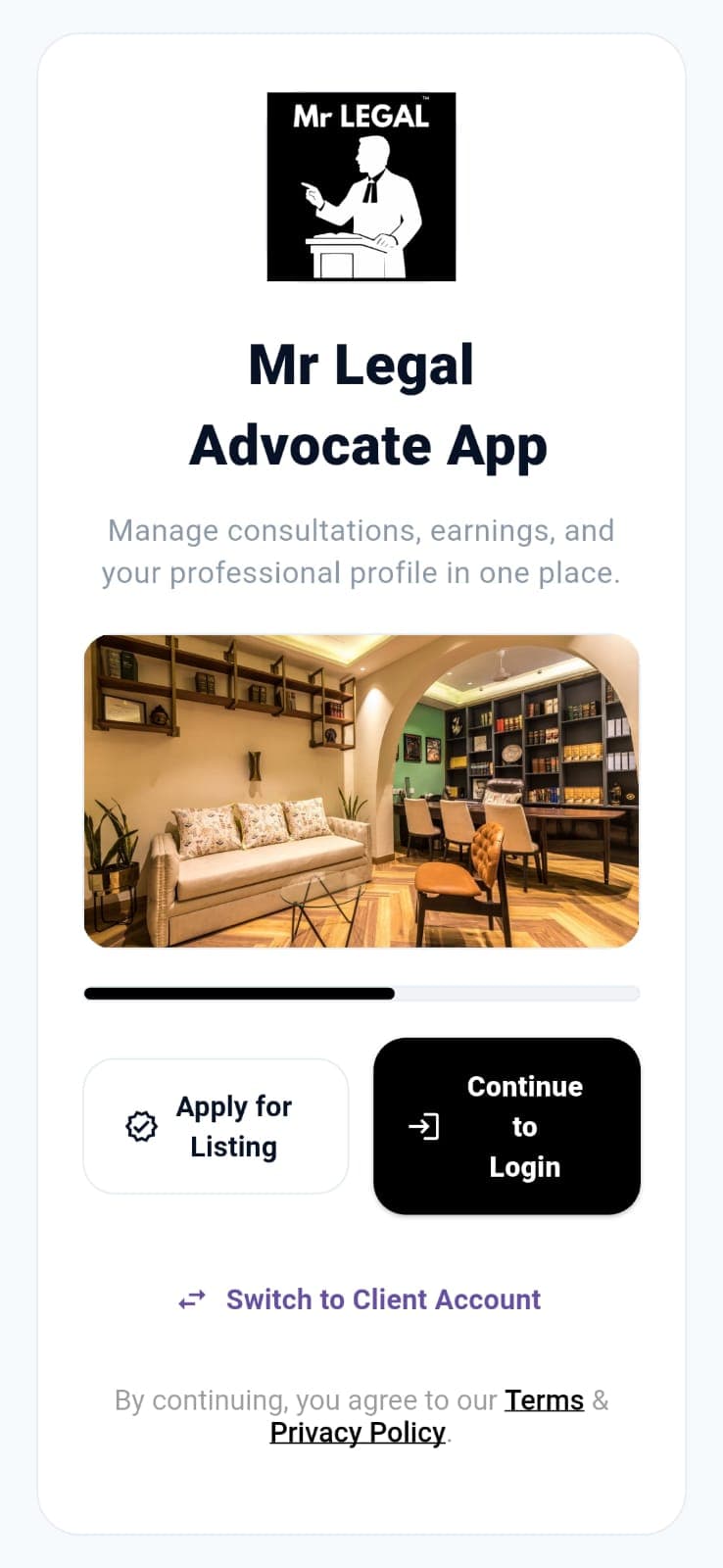 Mr Legal interface detail